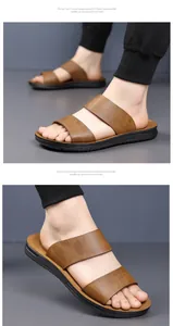 Chanclas para hombre en color marrón con doble tira y suelas negras antideslizantes suaves