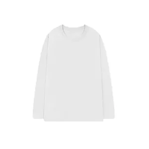Klassisches weißes 200g Langarm-T-Shirt aus reiner Baumwolle für Damen und Herren, Basic