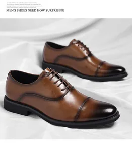 Detalle de zapatos de vestir de cuero marrón pulido para hombre en tela blanca