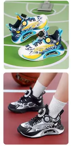 Boys breathable mesh running shoes with convenient rotary dial buckle closure system