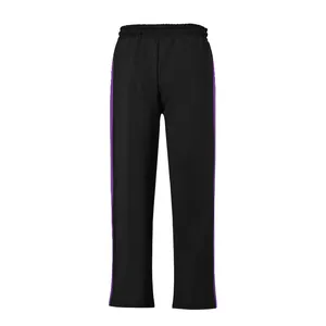 High street men's black hip hop flared sweatpants featuring purple side stripes