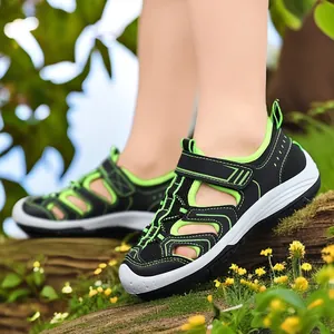 Kinder Sport Sandalen Sommer Atmungsaktiv Hohl Mesh Gewebe Jungen Strandschuhe Rutschfest Gummisohle Klettverschluss Outdoor Sandalen