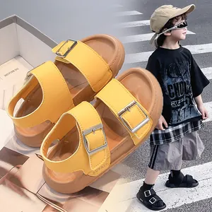 Stylish yellow children's buckled sandals for summer beach and casual outdoor wear