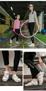 Breathable white and grey water shoes with anti-slip soles for indoor gym training