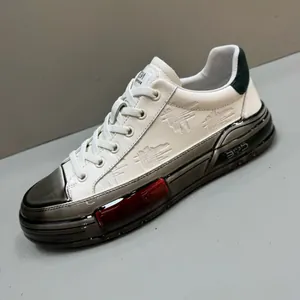 Men Genuine Leather Board Shoes Breathable Fashion Casual Sneakers Thick Sole Low Top Sporty Shoes Cowhide Pigskin Lining Trend Footwear