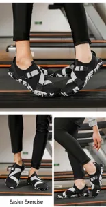 Close-up of black and white breathable water shoes for gym training and wading.