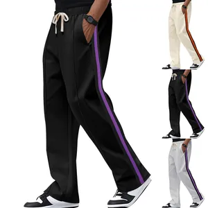 High street hip hop men's flared sweatpants with contrast side stripes in multiple colors