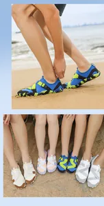 Dettaglio delle scarpe da scoglio antiscivolo per tutta la famiglia per spiaggia e mare.