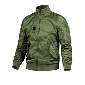 Chaqueta bomber militar verde oliva para hombre, abrigo ligero casual de primavera
