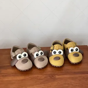 Kids Cartoon Big Ear Dog Birkenstock Style Walking Shoes Microfiber Leather Non-slip Autumn Toddler Shoes Adjustable Buckle Soft Sole Casual First Walkers
