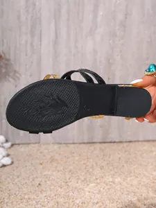 Detailed macro close-up of the anti-slip sole texture on these women's stylish summer sandals