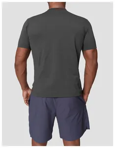 Back view of a men's quick-dry athletic t-shirt in dark grey, casual sports style