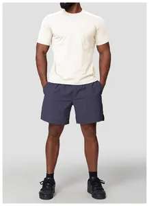 Front view of men's cream quick-drying athletic t-shirt for outdoor hiking activities