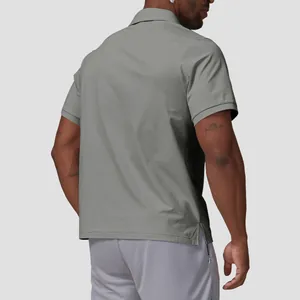 Herren-Schnelltrocknendes Golf-Poloshirt mit Sonnenschutz in Graugrün, Rückansicht