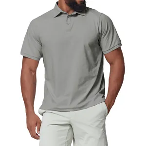 Klassisches graues Kurzarm-Poloshirt für Herren aus schnelltrocknendem und kühlem Gewebe