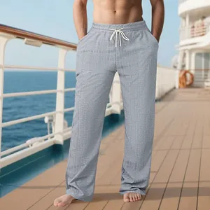 Pantalon de plage décontracté pour homme avec cordon de serrage et motif à carreaux