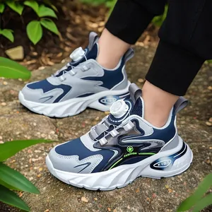 Kids Boys Running Shoes Fashion Sneakers With Rotary Buckle Dial System Lightweight Shock Absorbing School Sports Shoes