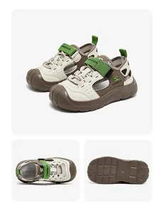 Multi-angle view of boys' closed-toe sporty mesh sandals with anti-slip soles