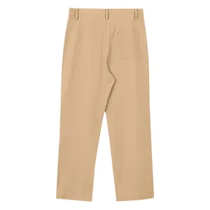 Vue arrière d'un pantalon décontracté en lin beige pour homme avec poche plaquée