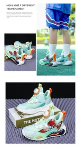 Boys basketball shoes with breathable mesh and swivel buckle closure detail