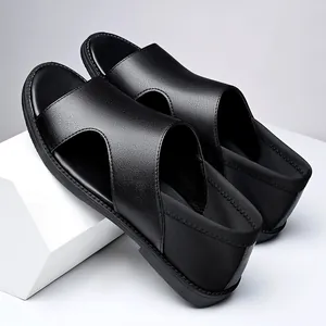 Men Summer Casual Microfiber Sandals Hollow Out Non-Slip PVC Soft Sole Beach Shoes For Men