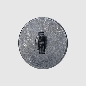 Back view of a premium vintage metal copper button with a durable soldered shank