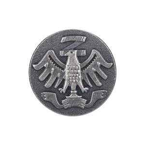 High-end vintage thick copper eagle shank button with antique silver finish for clothing