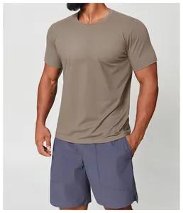 Men's athletic crew neck quick-dry t-shirt and shorts set for gym or hiking