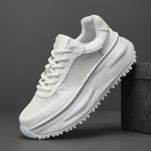 Uomini Vera Pelle di Vacchetta Mesh Piattaforma Scarpe da Papà Aumento Altezza Sneaker Motivo Serpente Moda