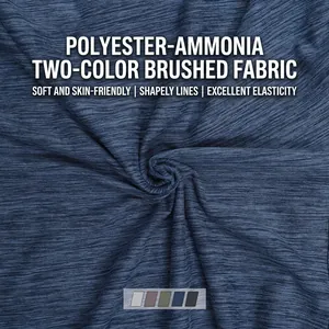 Tessuto spazzolato in poliestere-spandex blu melange per pantaloncini sportivi da uomo