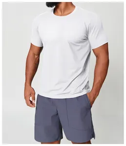 Close-up of a men's athletic quick-dry white t-shirt for running and gym workouts
