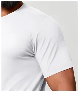 Close-up view showing the sleeve and breathable fabric of a men's sports T-shirt.