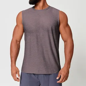 Herren Schnelltrocknendes Sport Tanktop Melange Gym Laufen Training Ärmelloses Top Polyester Elasthan Atmungsaktives Fitness Top