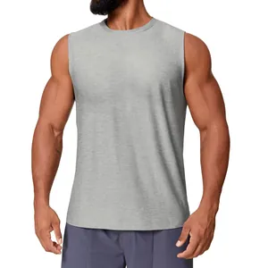 Ärmelloses Herren-Sport-Tanktop in Grau für Fitness, Laufen und Training, schnelltrocknend