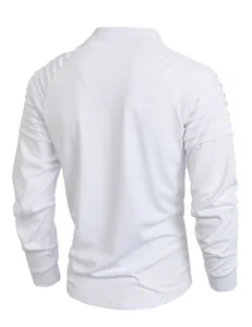 T-shirt de sport blanc à manches longues pour hommes avec détails plissés au dos