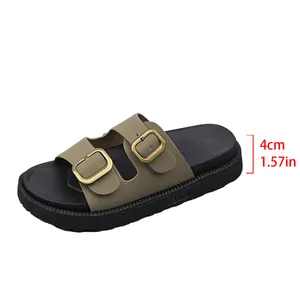 Close-up detail showing the 4cm high platform sole of these stylish buckle sandals