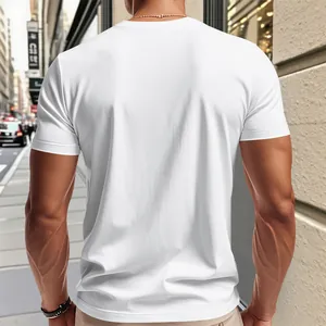 Vue de dos d'un t-shirt de sport blanc à manches courtes pour hommes, séchage rapide
