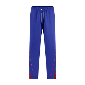 Pantaloni sportivi blu reale da uomo con coulisse bianca e dettaglio a quadri sull'orlo