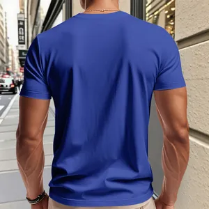 Vue arrière d'un t-shirt de sport bleu à séchage rapide et respirant pour hommes