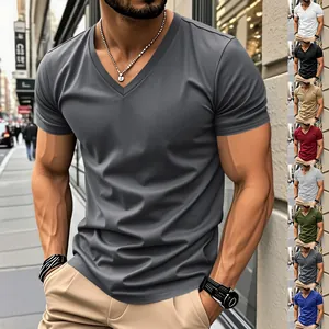T-shirt de sport pour homme à col en V, séchage rapide, disponible en plusieurs couleurs