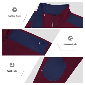 Close-up details of men's ribbed fleece jacket showing neckline and shoulder patches.