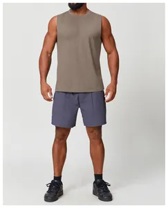 Canotta sportiva da uomo senza maniche verde oliva per fitness, corsa e yoga workout