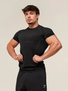 Professional men's athletic short sleeve gym t-shirt with breathable mesh panel details