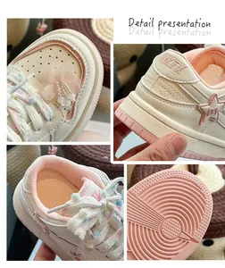 Detaillierte Nahaufnahme der weißen Mädchen-Sneaker mit Blumen-Spitze und Stickerei