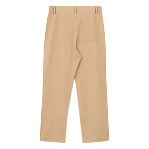 Vue arrière du pantalon décontracté en lin pour homme, coupe droite, coloris kaki.