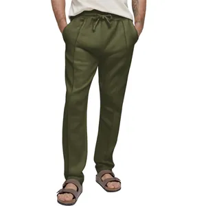 Men's olive green straight-leg sweatpants with drawstring waist for casual wear