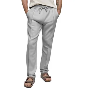Men's loose straight-leg grey sweatpants with drawstring waist for summer sports