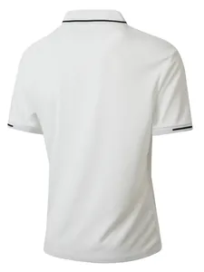 White jacquard polo shirt for men with black tipping on collar and sleeves