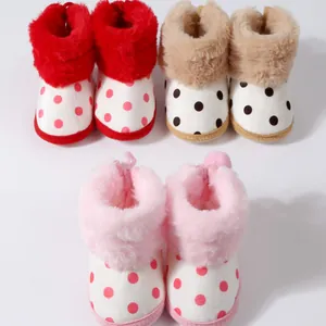 Baby Winter Schneestiefel Polka Dot Kleinkind Lauflernschuhe Mit Kunstfell Gepolstert Warm Weich Sohle Rutschfeste Babyschuhe