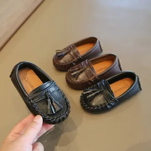 Klassische Kinder-Leder-Loafer mit Quastendetail und weicher Sohle für Kinder